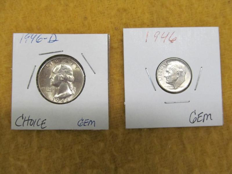 Gem BU Set 1946 Roosevelt Dime and ...