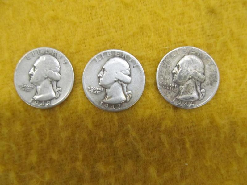 Set of 3 Washington Quarters 1946, ...