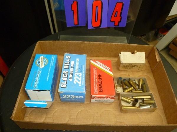 Flat of misc brass 223 rem, 357, 22...