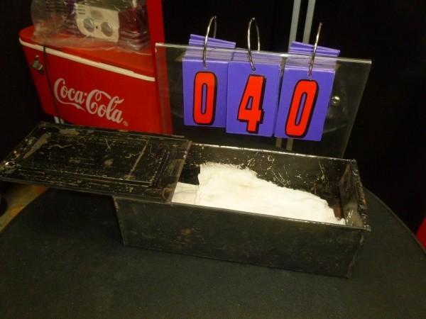 Old metal hinged tin box. Cash or C...