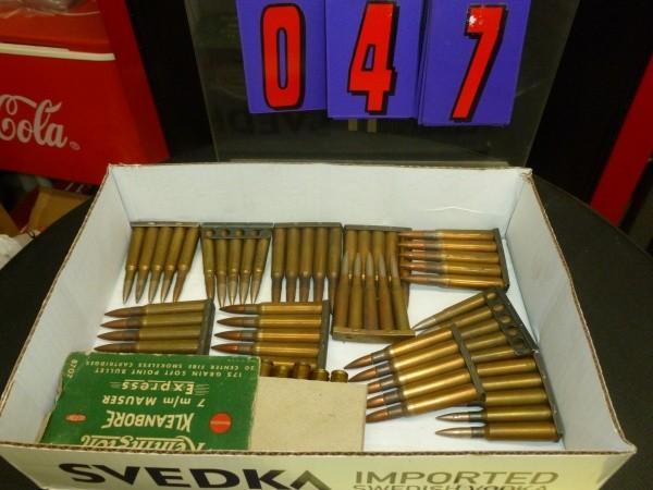 Flat of military 7 mm ammo and misc...