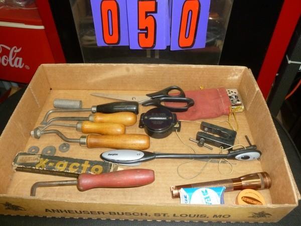 Flat of gun stock tools, sight adju...