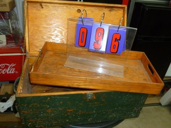 Vintage wooden box with pull out tr...