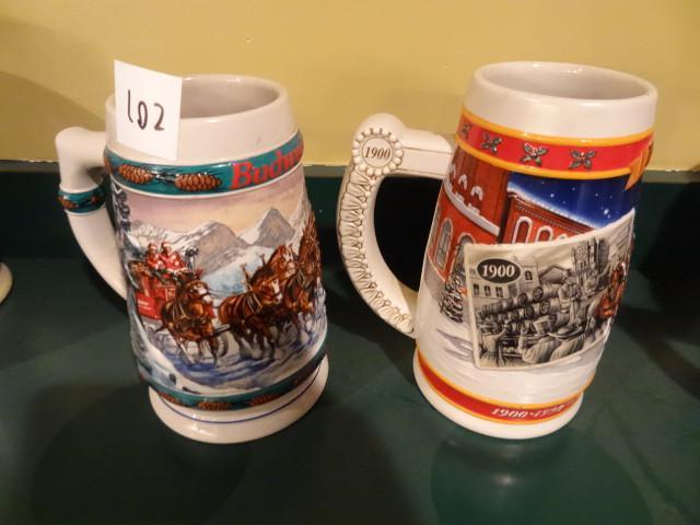 2 Budweiser holiday staeins. 1993 a...