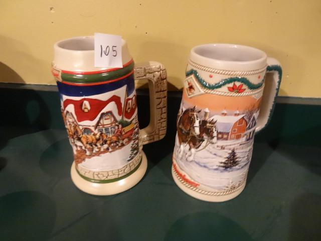 2 Budweiser steins. 1998 and 1996...