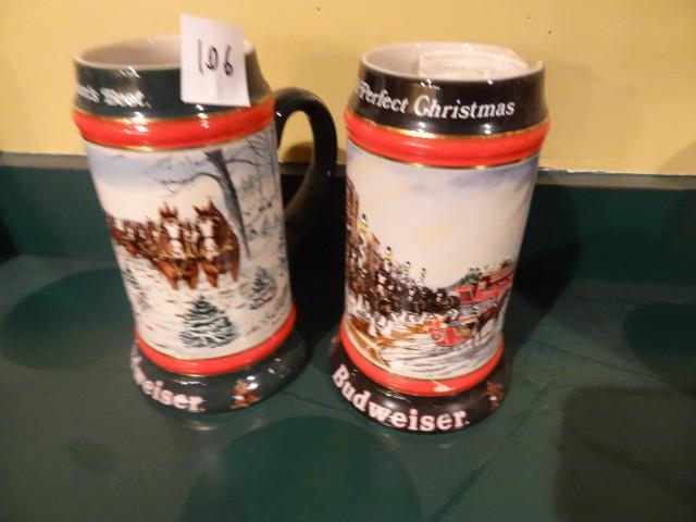 2 Budweiser steins. 1991 and 1992. ...