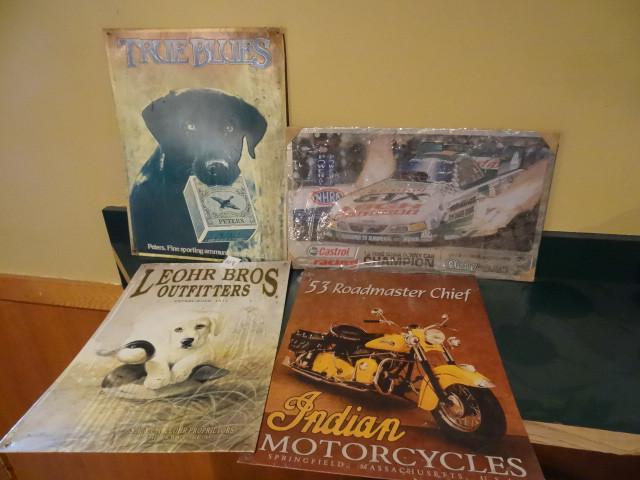 4 reproduction metal signs...
