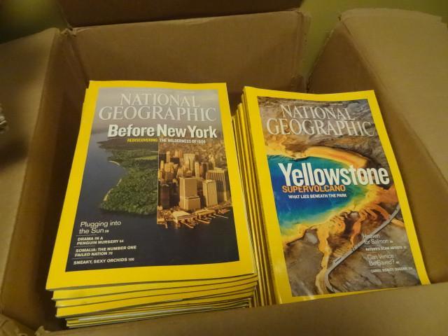 Box full of National Geographics...