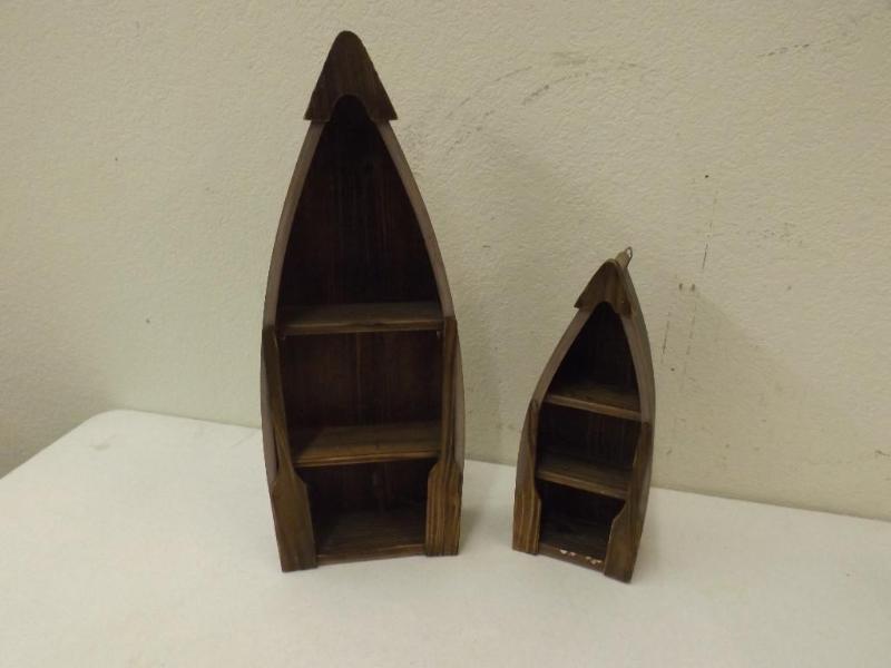 lot 83 image: Decorative wood Boat shelfs shadow...