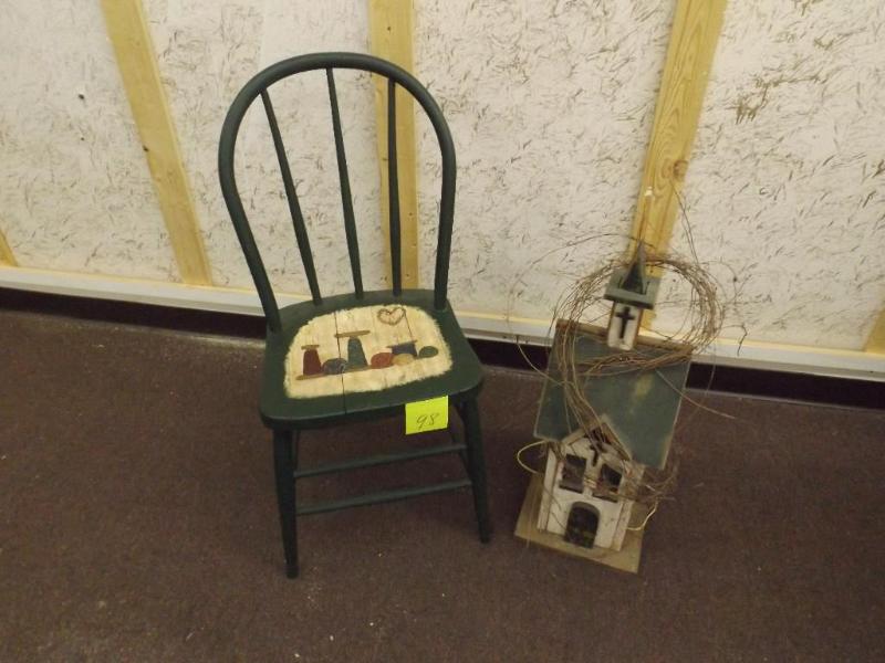 lot 98 image: Vintage chair repurposed, and a ver...