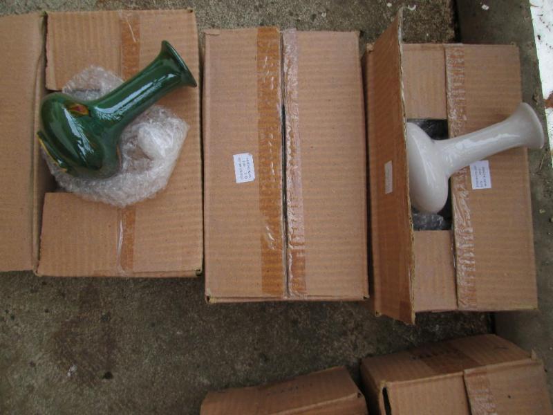 Lot of 8 white 4 green ceramic vase...