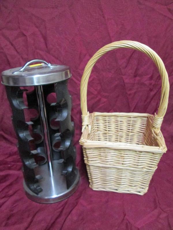 lot 141 image: Spice rack and bread basket. There ...