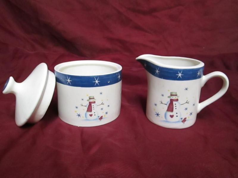 lot 191 image: Snowman sugar bowl and creamer set ...
