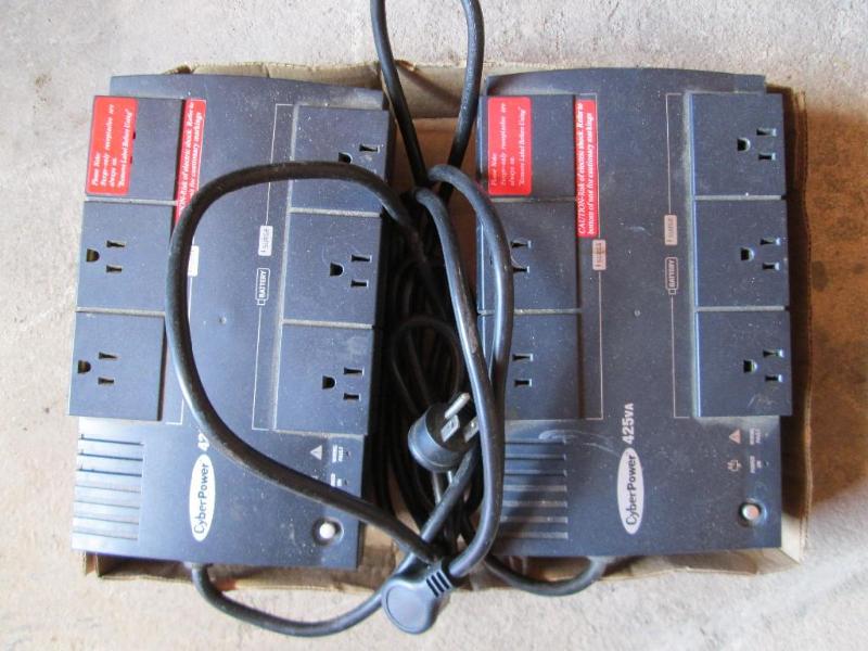 lot 54 image: Pair of Cyber Power 425VA surge pro...