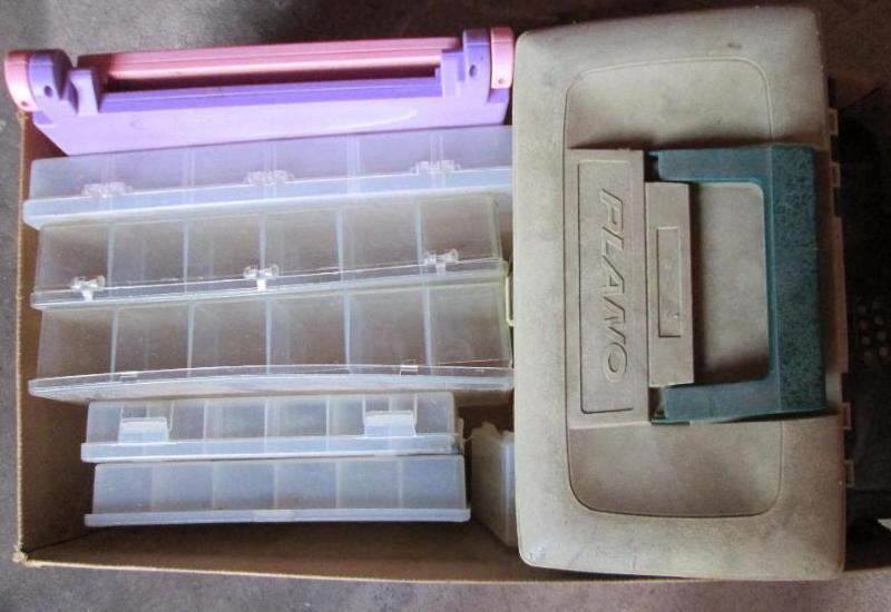 lot 56 image: Lot of empty fishing tackle boxes a...