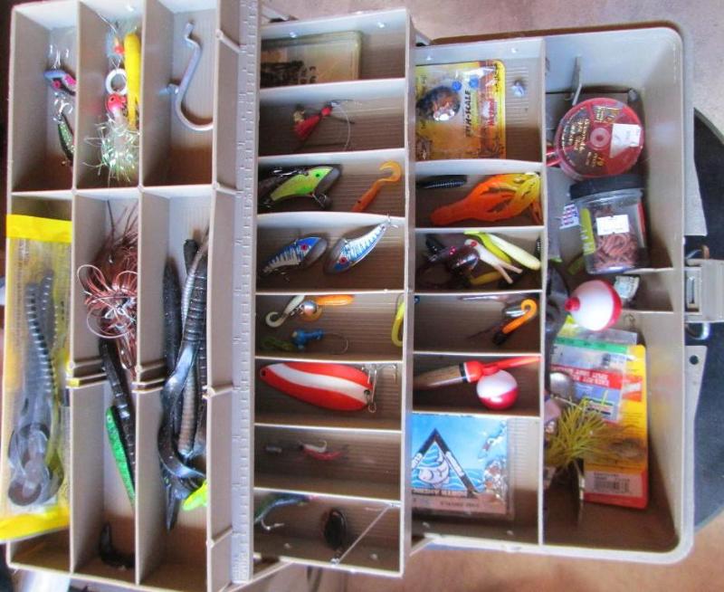 lot 62 image: Multi-level fishing tackle box with...