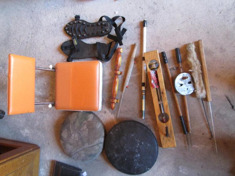 lot 67 image: Lot of ice fishing equipment. Tip-u...