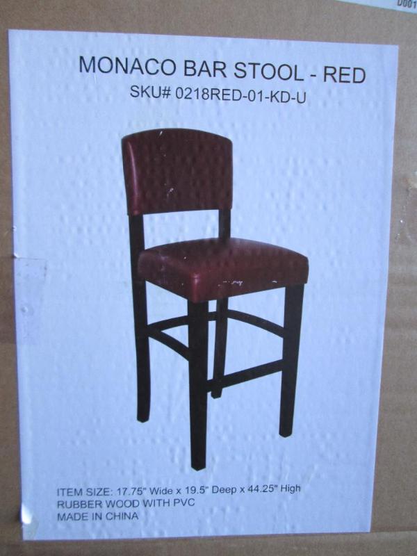 lot 86 image: Monaco bar stool in red. New in uno...