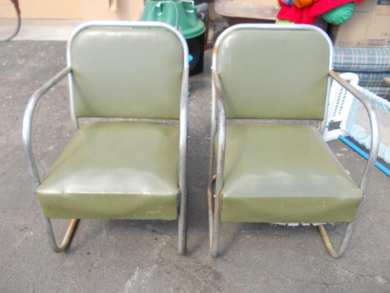 Pair Of Chrome Frame Vinyl Chairs...
