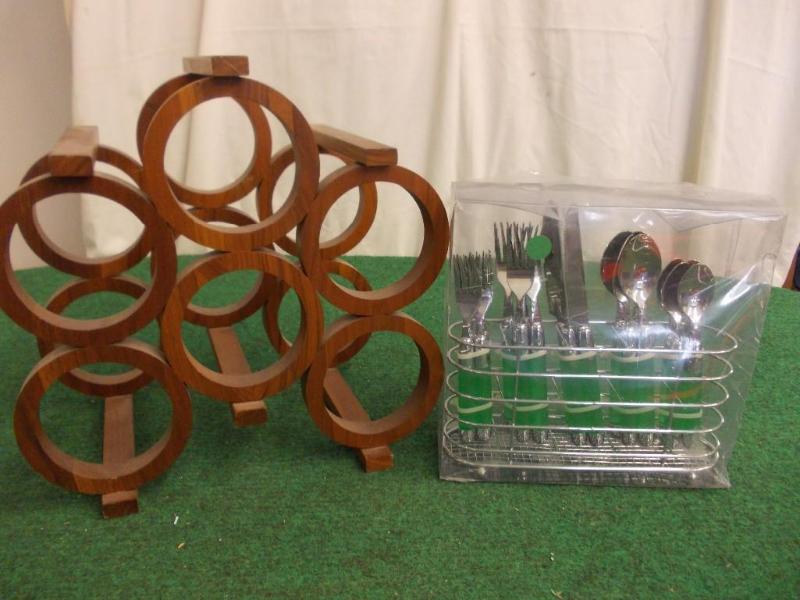 Wood 6-Bottle Wine Rack, New Set Of...