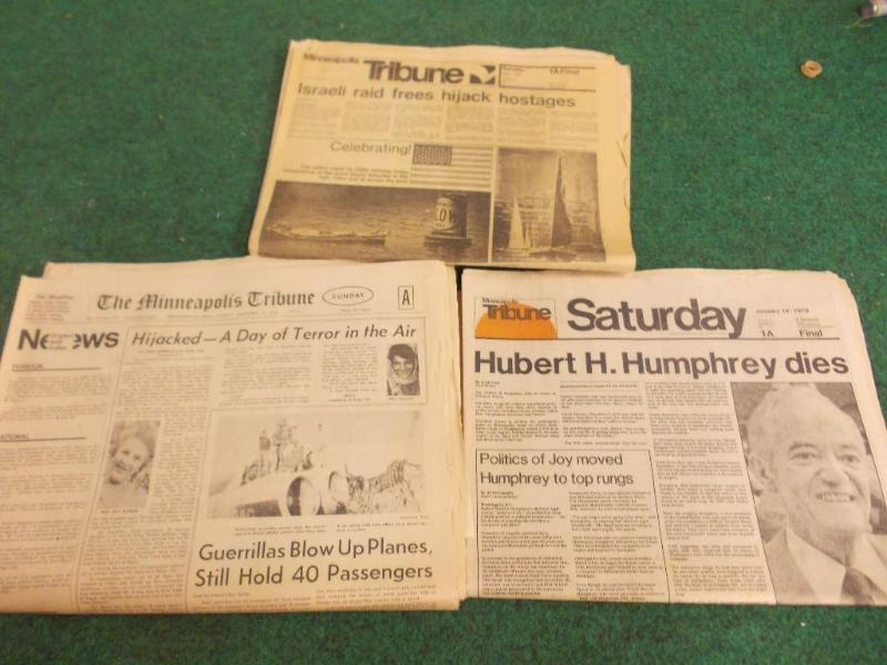 3-Historic Newspapers From The 1970...