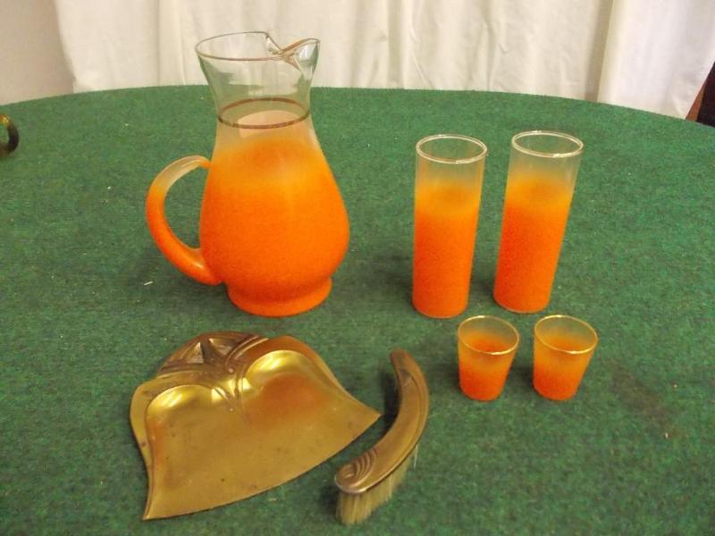 lot 14 image: 5-Piece Orange Beverage Set, Brass ...