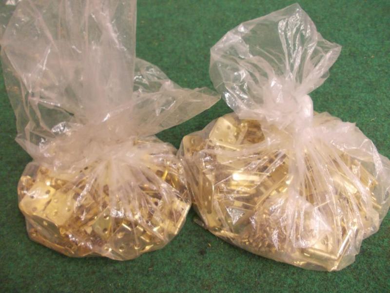 lot 44 image: 2 Bags New Brass Hinges With Screws...