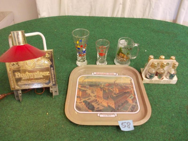 lot 58 image: Budweiser Light, Bar Glasses, Metal...