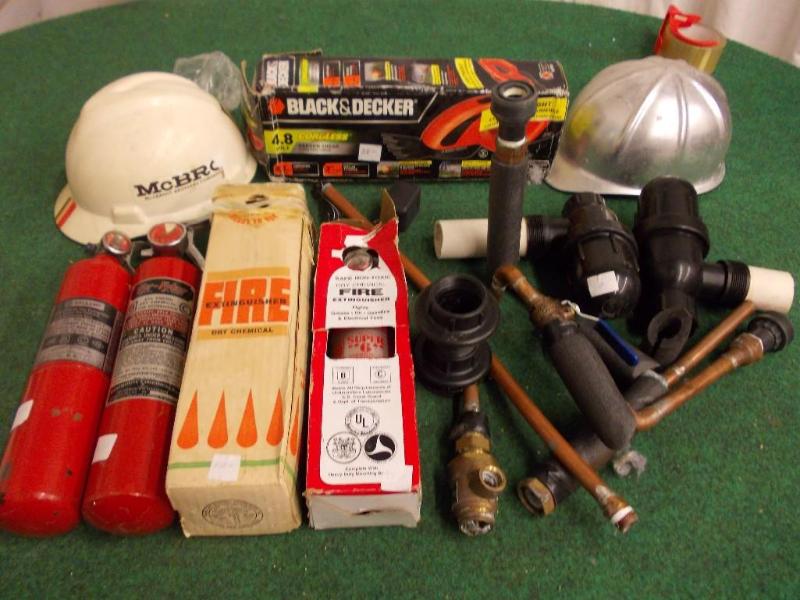 lot 95 image: 4-Fire Extinguishers, 2 Hard Hats, ...