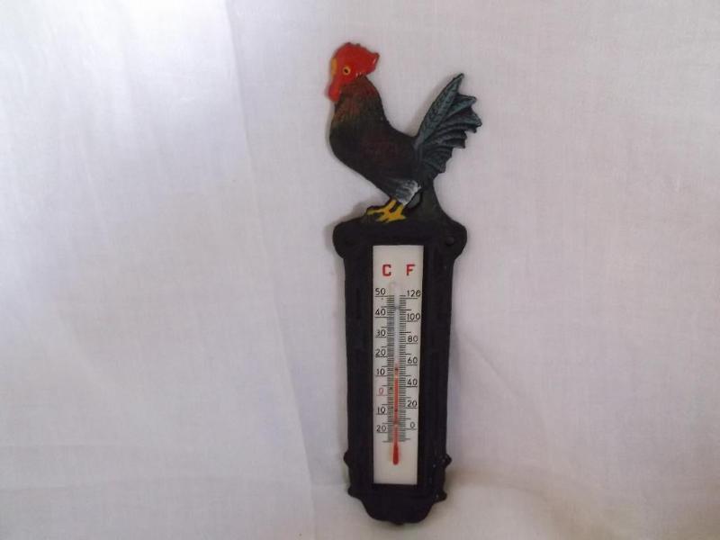 Rooster Cast Iron thermometer 2 14...