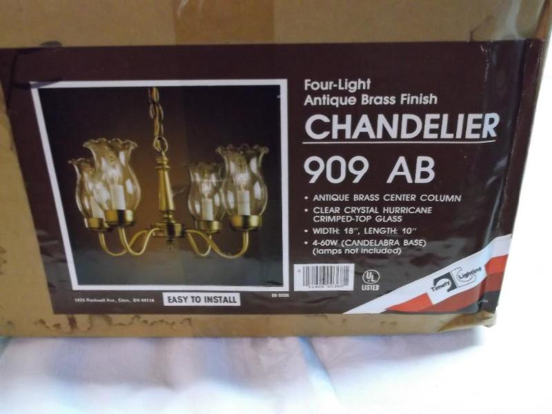 Four-Light Antique Brass Finish Cha...