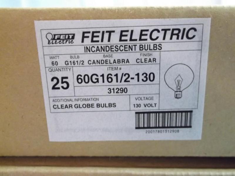 5 Cases&nbsp 40 watt Candelabra cl...