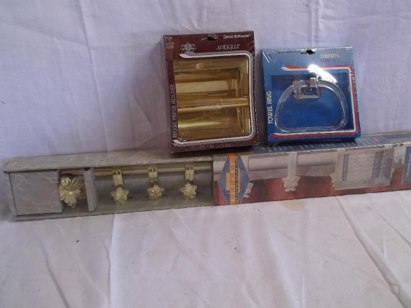 Assortment of Bathroom decor,1 gold...
