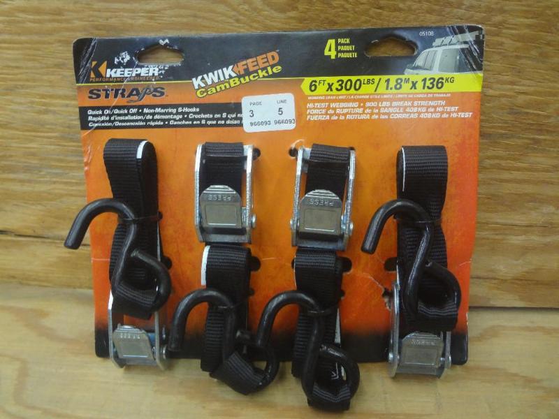 New 4-Pack Keeper 6ft 300# Straps...