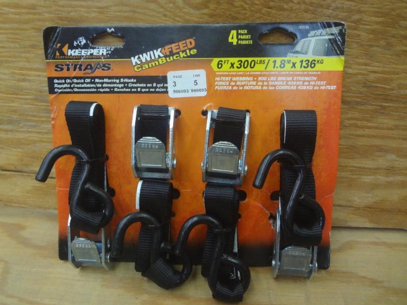 New 4-Pack Keeper 6ft 300# Straps...