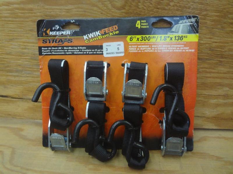 New 4-Pack Keeper 6ft 300# Straps...