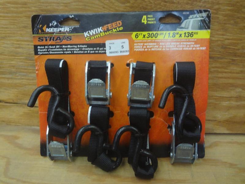New 4-Pack Keeper 6ft 300# Straps...