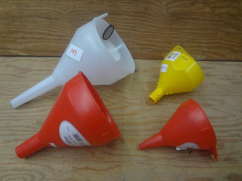(4) New Funnel King Plastic Funnels...