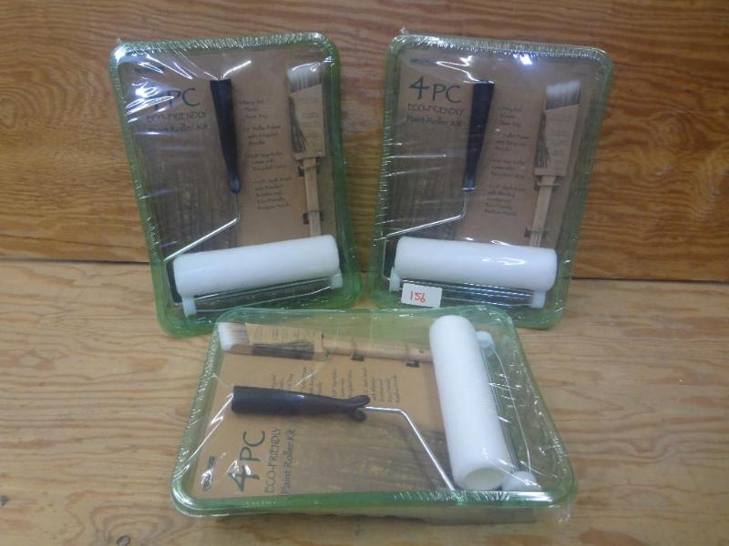 (3) New 4-Piece Paint Roller Kits...