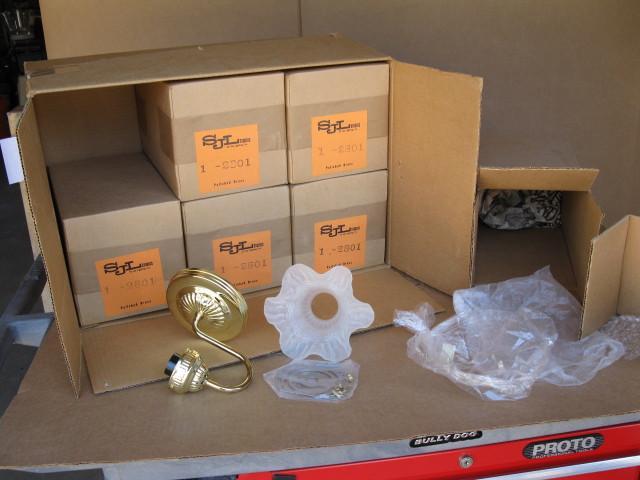 lot 71 image: Case of 6, sconce brass tulip cover...