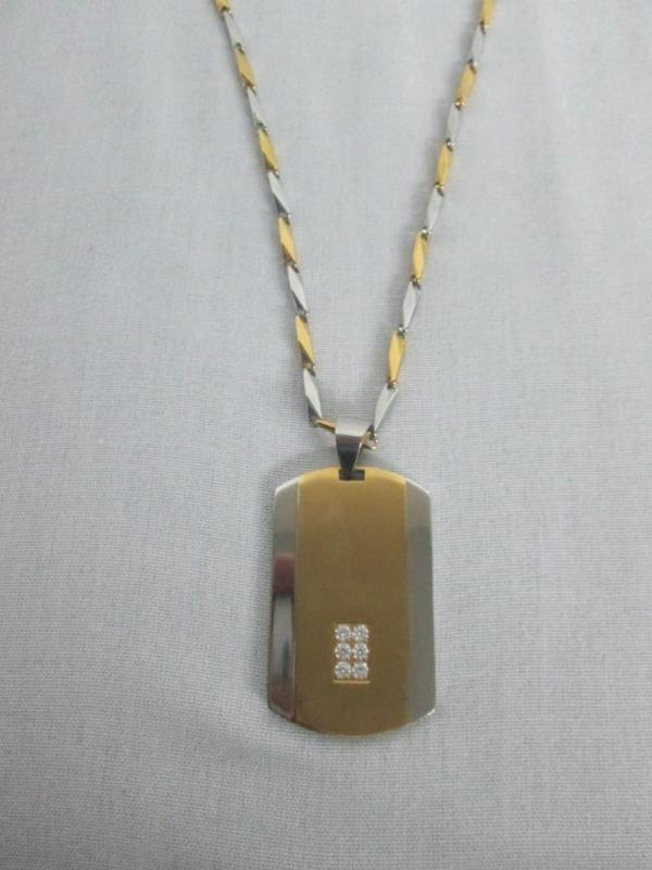 lot 46 image: Two-Tone Stainless Steel CZ Dog Tag...