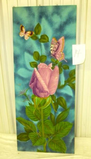 lot 14 image: Floral Butterfly Theme Painted on C...