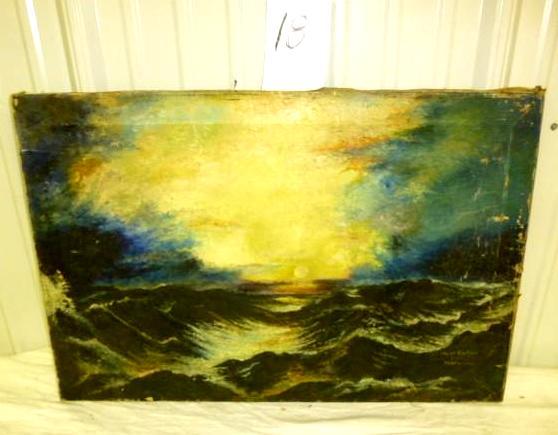 lot 18 image: Hazel Carlson Ocean Sunset Painted ...