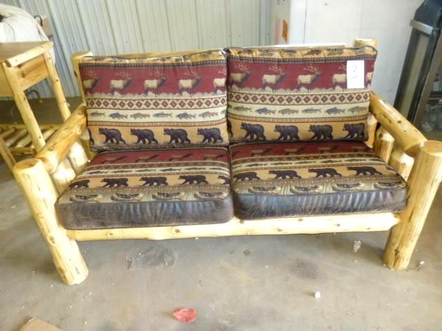 lot 3 image: 6 CedarLog Sofa With Wildlife The...