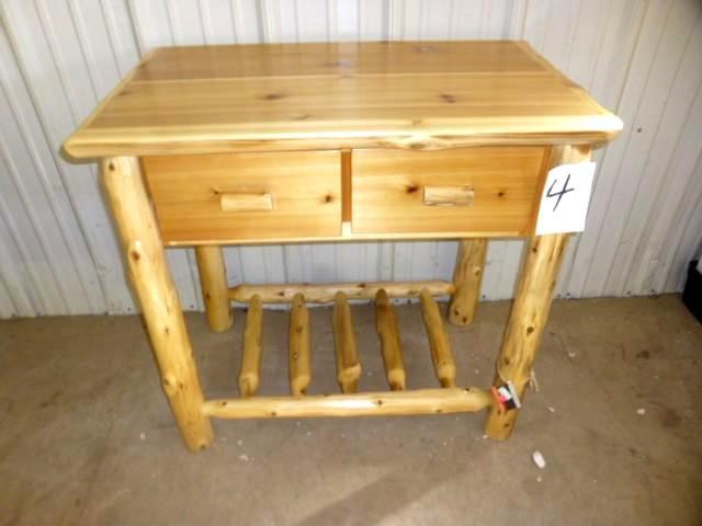 lot 4 image: 2 Drawer CedarLog Sofa TableBuffe...