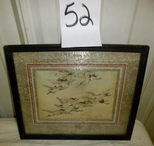 lot 52 image: Flock of Pelicans 13" x 11&quo...