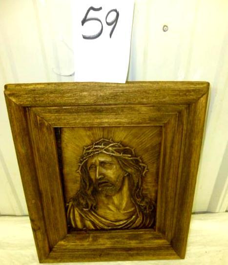 lot 59 image: Christ Crucifixion Themed CarvedFr...