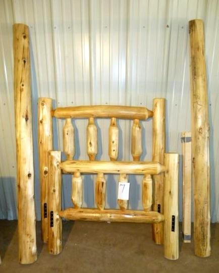 lot 7 image: Single CedarLog Bed Set Consisting...