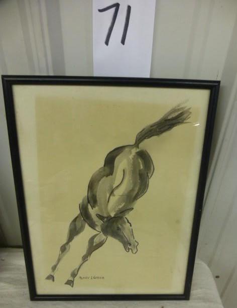 lot 71 image: Bucking Horse 13" x 17"...