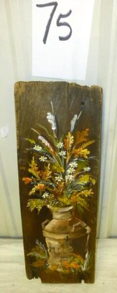 lot 75 image: Floral Milk Can Theme Painted on Ce...
